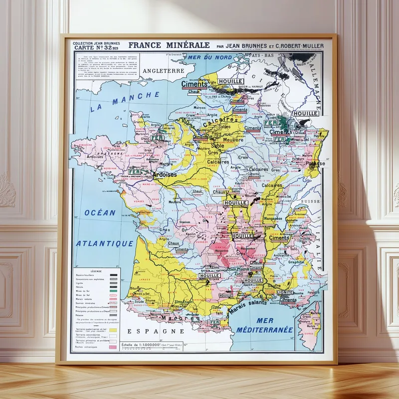 Brunhes n° 32 bis, France minérale accrochée dans un intérieur, en situation