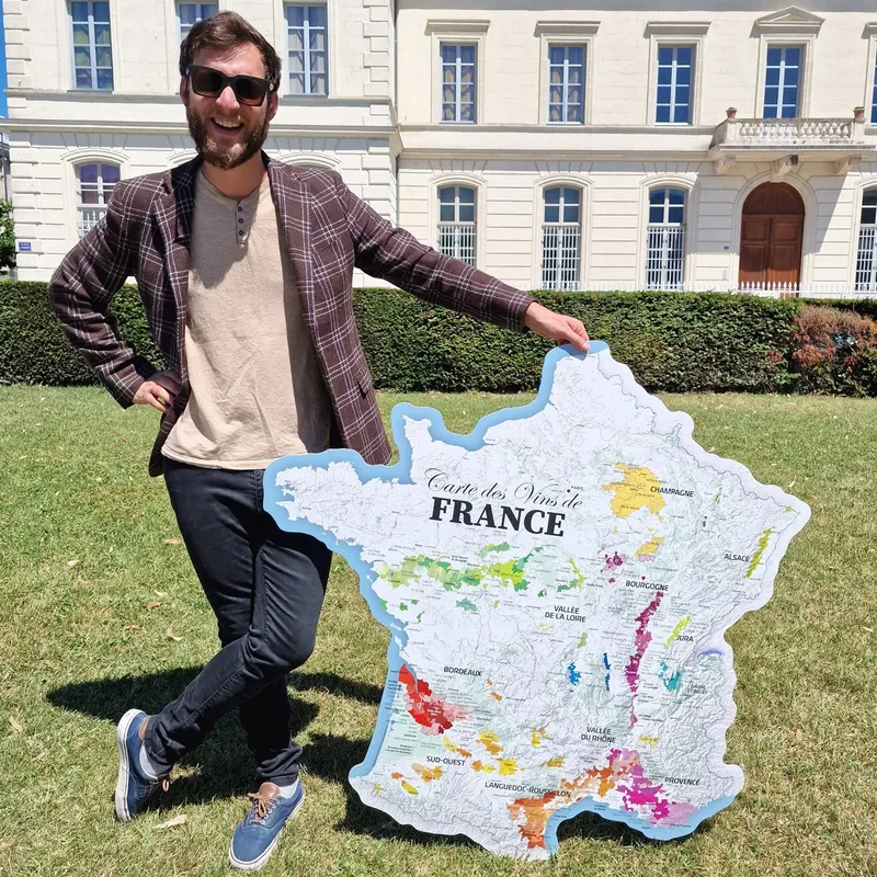 Carte des vins de France, découpe hexagone 120 cm : reproduction de l’ancienne carte murale d’école