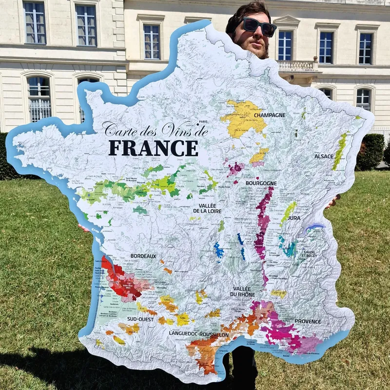 Carte des vins de France, découpe hexagone 150 cm, photo 1