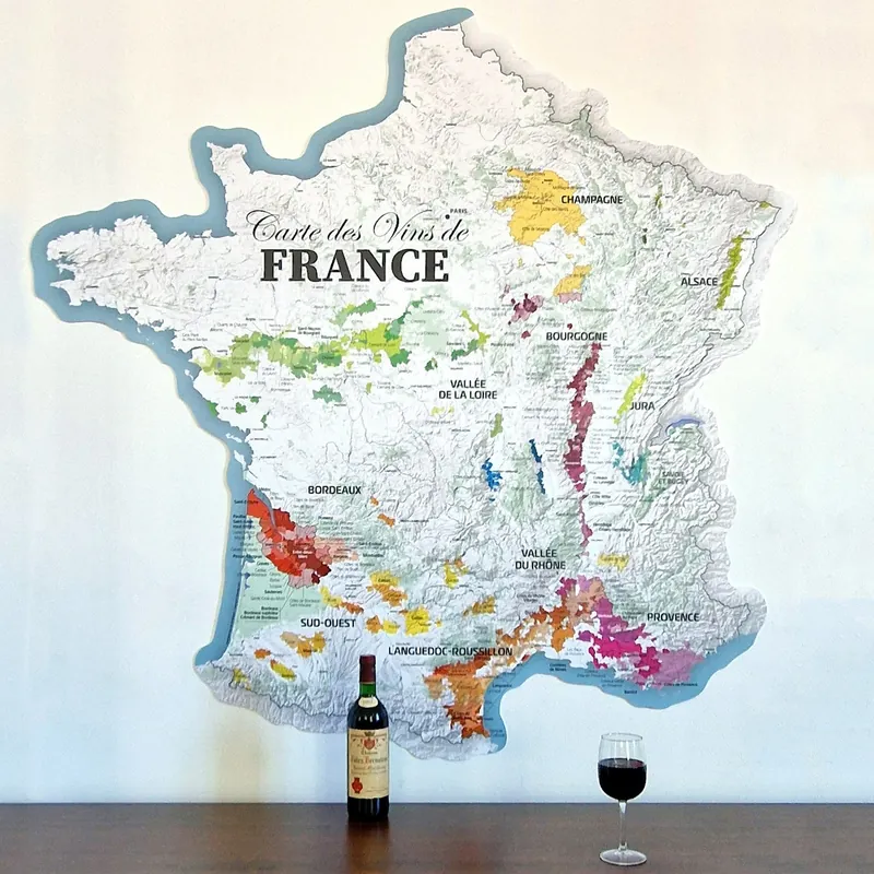 Carte des vins de France, découpe hexagone 150 cm, photo 3