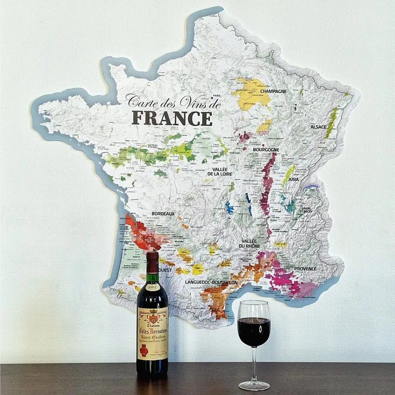 Carte des vins de France, découpe hexagone 85 cm, photo 2