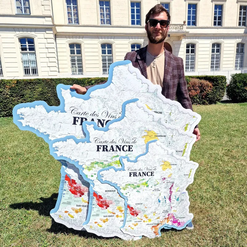 Carte des vins de France, découpe hexagone 85 cm, photo 3