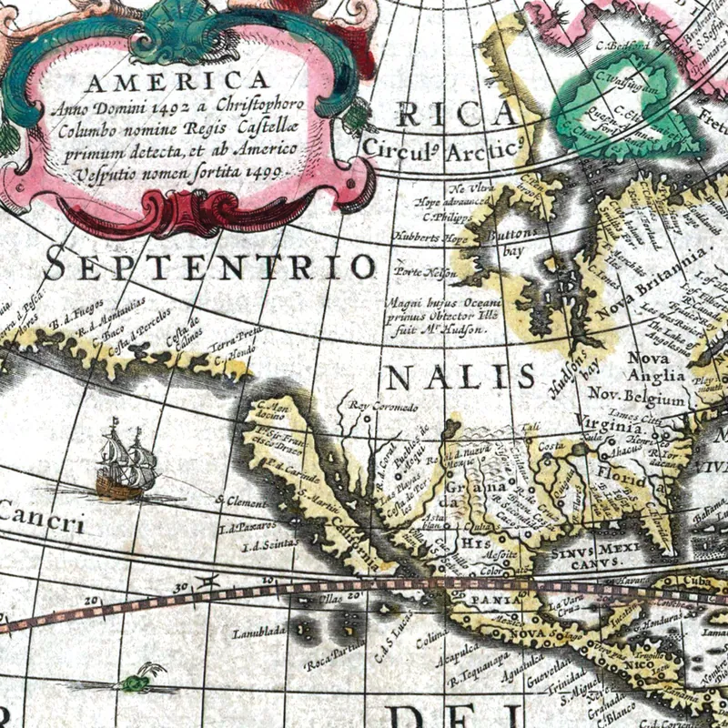 Détail : Carte du monde ancienne, Hondius 1630