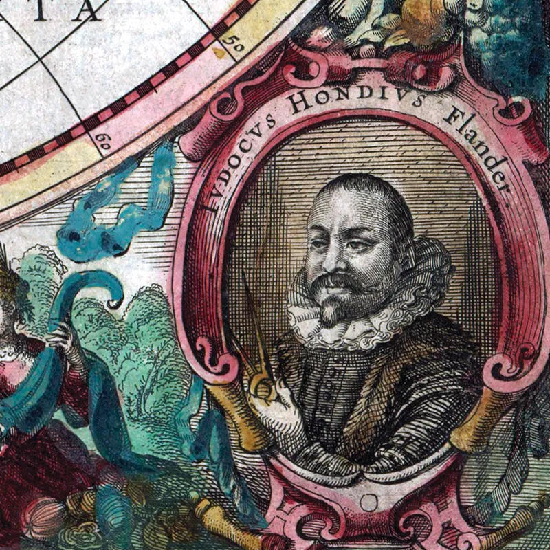 Détail : Carte du monde ancienne, Hondius 1630 (2)