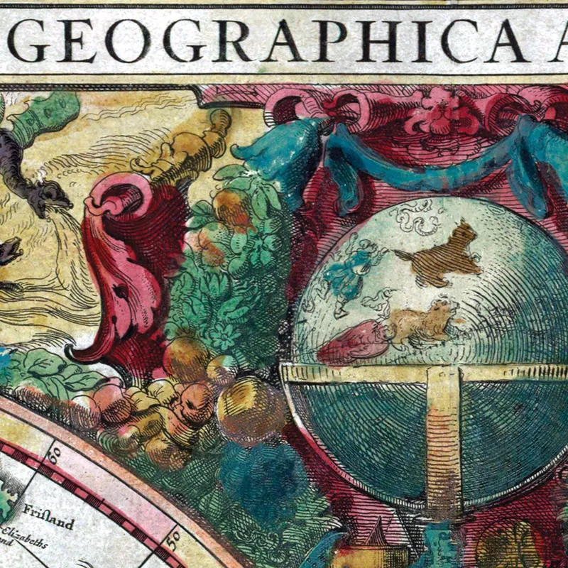Détail : Carte du monde ancienne, Hondius 1630 (3)