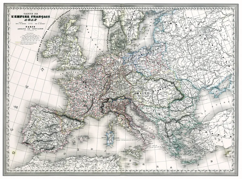 L’Empire français en 1812 : reproduction de l’ancienne carte murale d’école