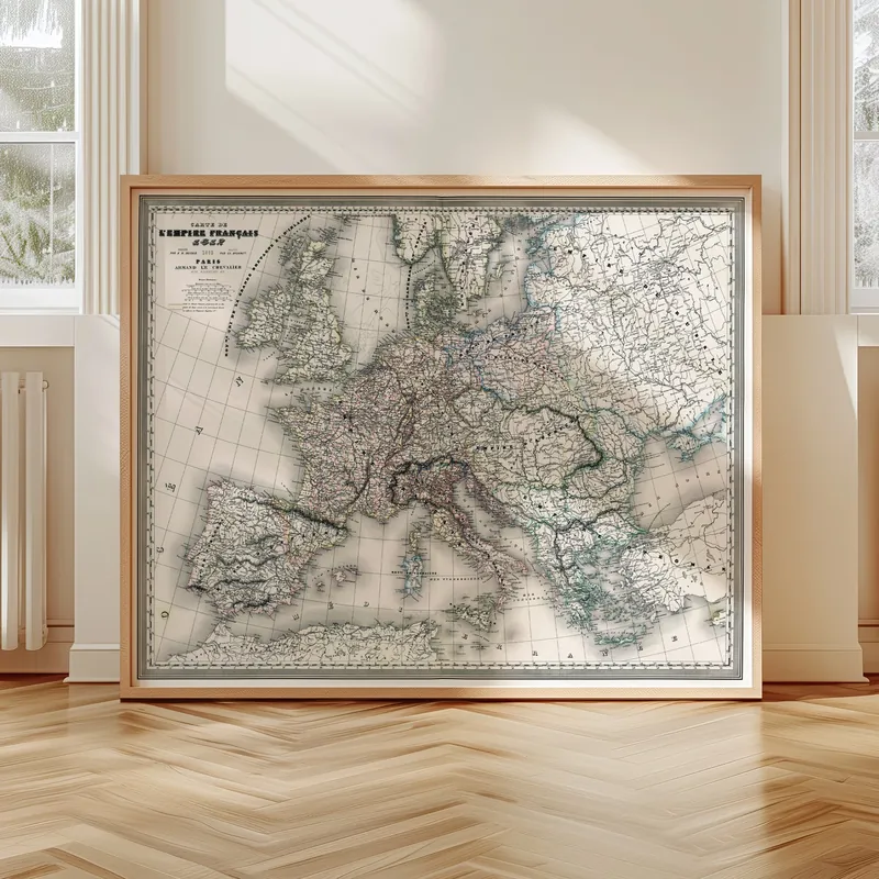 L’Empire français en 1812 accrochée dans un intérieur, en situation