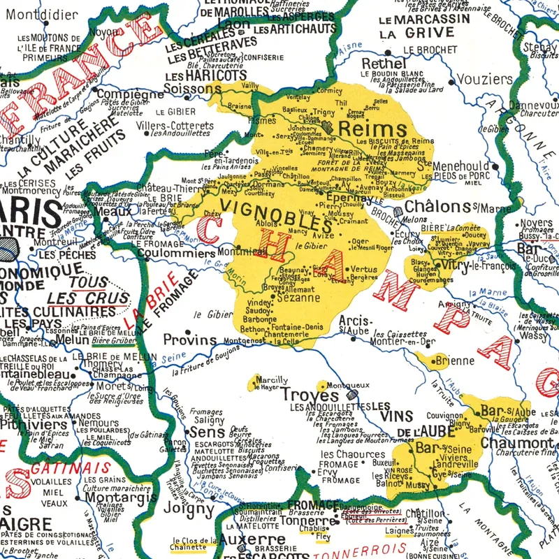 Détail : Carte gastronomique de la France (4)