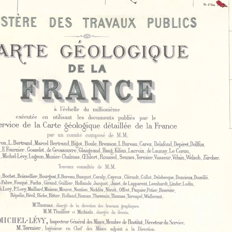 Détail : Carte géologique de la France, effet relief