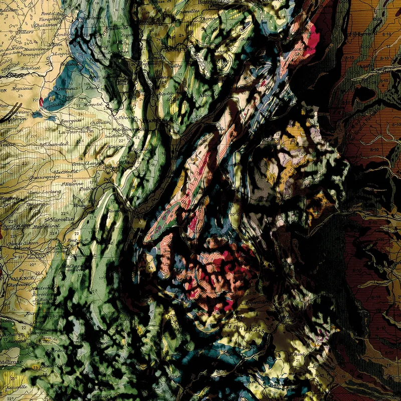 Détail : Carte géologique de la France, effet relief (3)