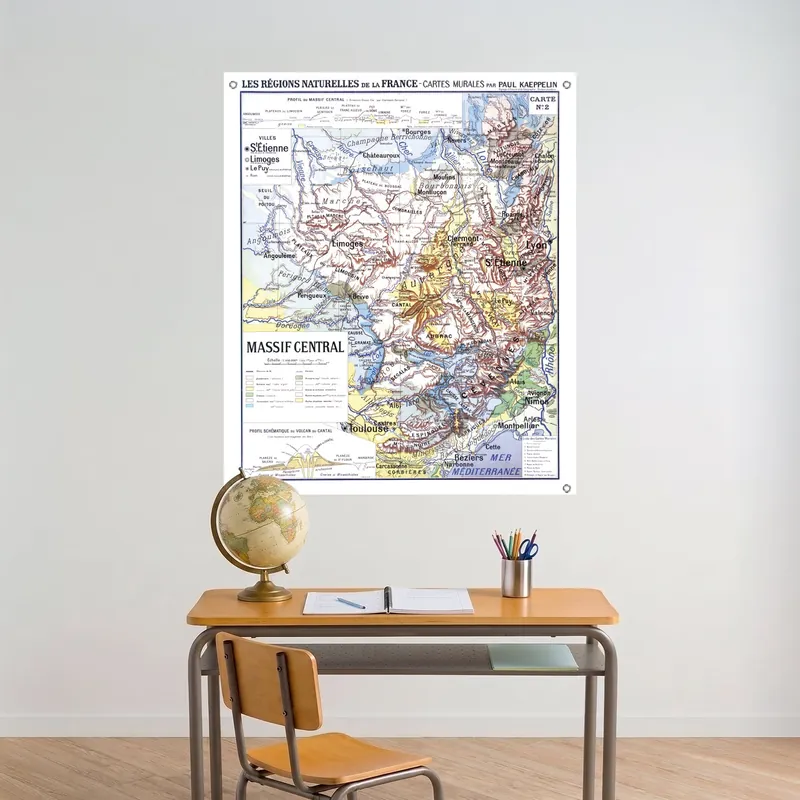 Carte Kaeppelin n° 2, Massif central, villes sur bâche souple à œillets