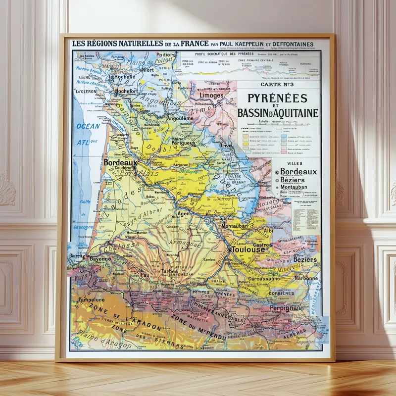 Carte Kaeppelin n° 3, Pyrénées et Bassin d’Aquitaine, villes, photo 1