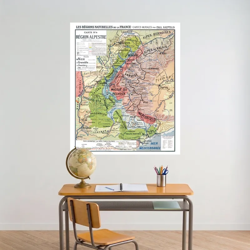Carte Kaeppelin n° 4, Région alpestre, villes sur panneau rigide PVC ou alu dibond