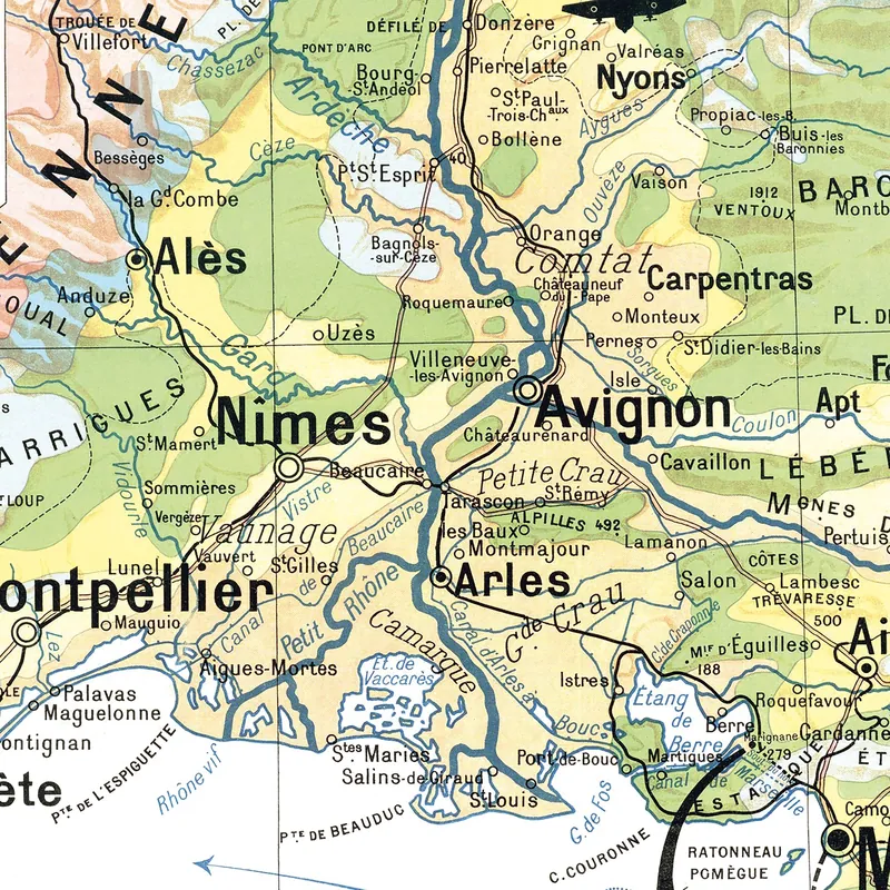 Détail de la carte Kaeppelin n° 6, Midi méditerranéen et Corse, villes (2)
