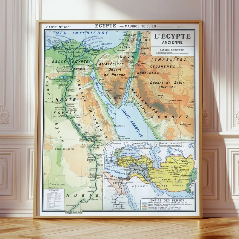 Carte Teissier, Égypte ancienne accrochée dans un intérieur, en situation