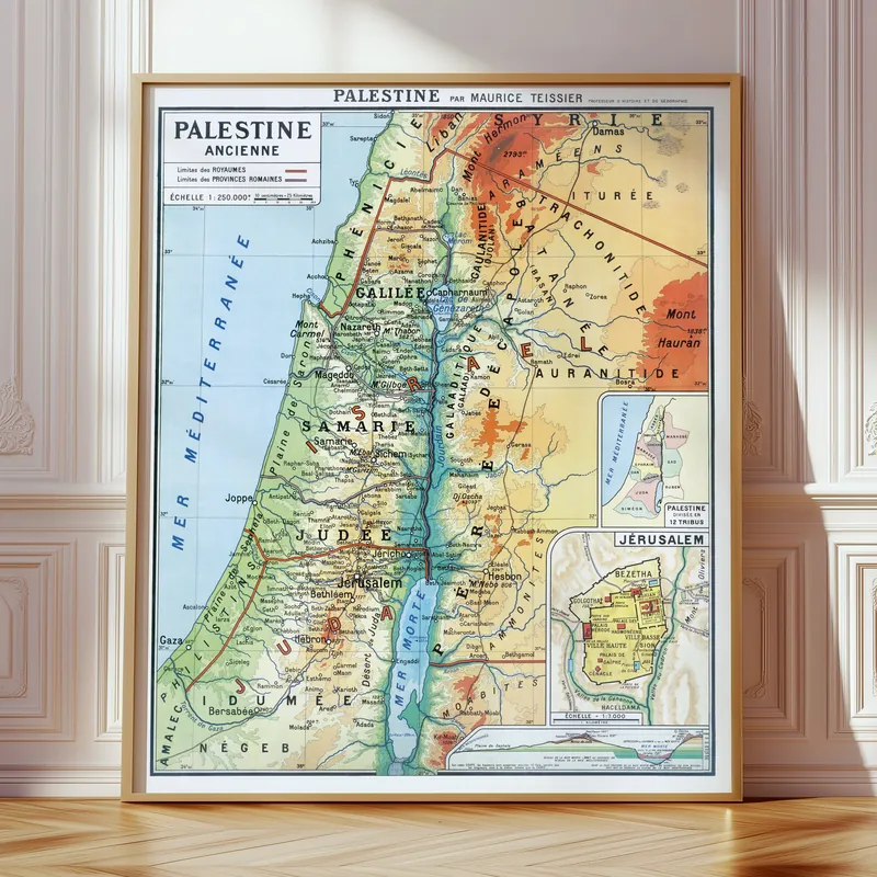 Carte Teissier, Palestine ancienne accrochée dans un intérieur, en situation