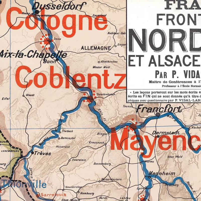 Détail de la carte Vidal-Lablache n° 10, France, frontière du Nord-Est et Alsace-Lorraine (2)