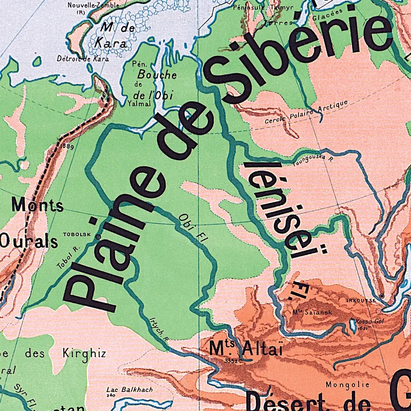 Détail de la carte Vidal-Lablache n° 14, Asie, physique (2)