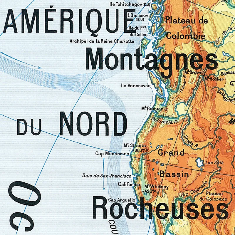 Détail de la carte Vidal-Lablache n° 18, Continent américain, physique
