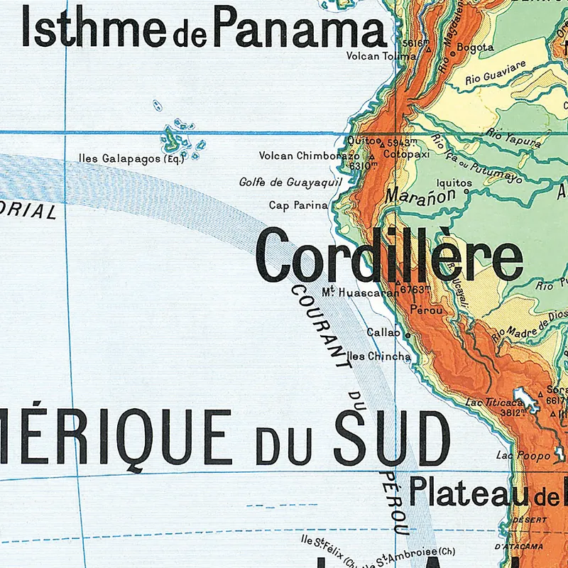 Détail de la carte Vidal-Lablache n° 18, Continent américain, physique (2)