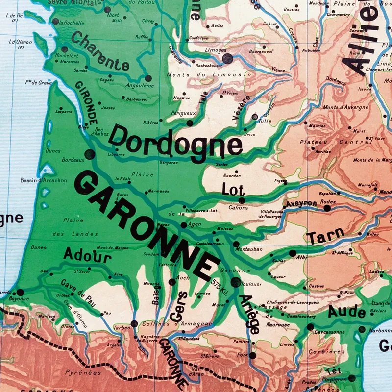 Détail de la carte Vidal-Lablache n° 2, France, cours d’eau (2)