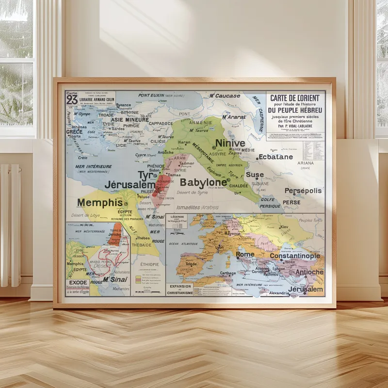 Carte Vidal-Lablache n° 23, L’Orient accrochée dans un intérieur, en situation