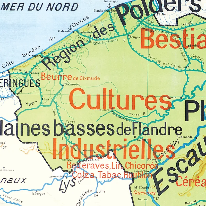 Détail de la carte Vidal-Lablache n° 25, Belgique, physique et agricole
