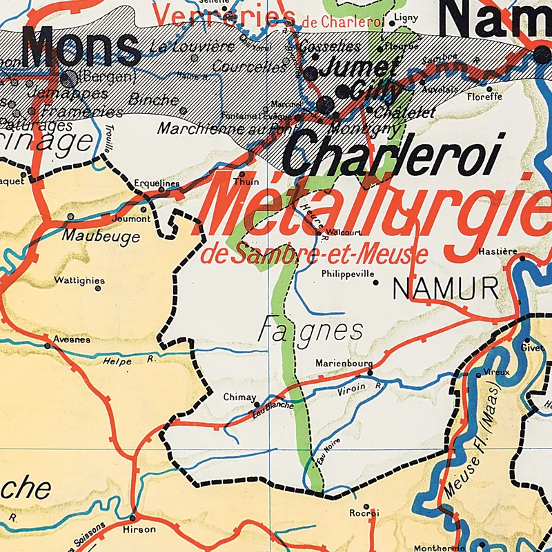 Détail de la carte Vidal-Lablache n° 25 bis, Belgique, politique et industrielle (2)