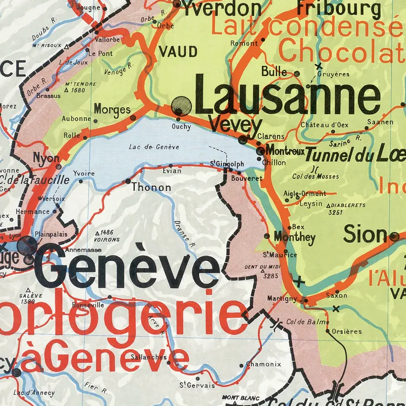 Détail de la carte Vidal-Lablache n° 26 bis, Suisse, politique et industrielle