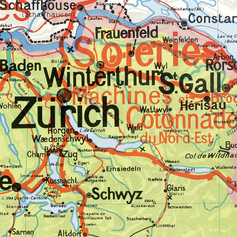 Détail de la carte Vidal-Lablache n° 26 bis, Suisse, politique et industrielle (2)