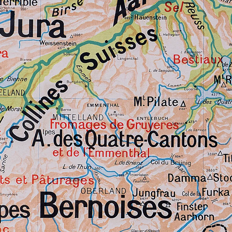 Détail de la carte Vidal-Lablache n° 26, Suisse, physique et agricole