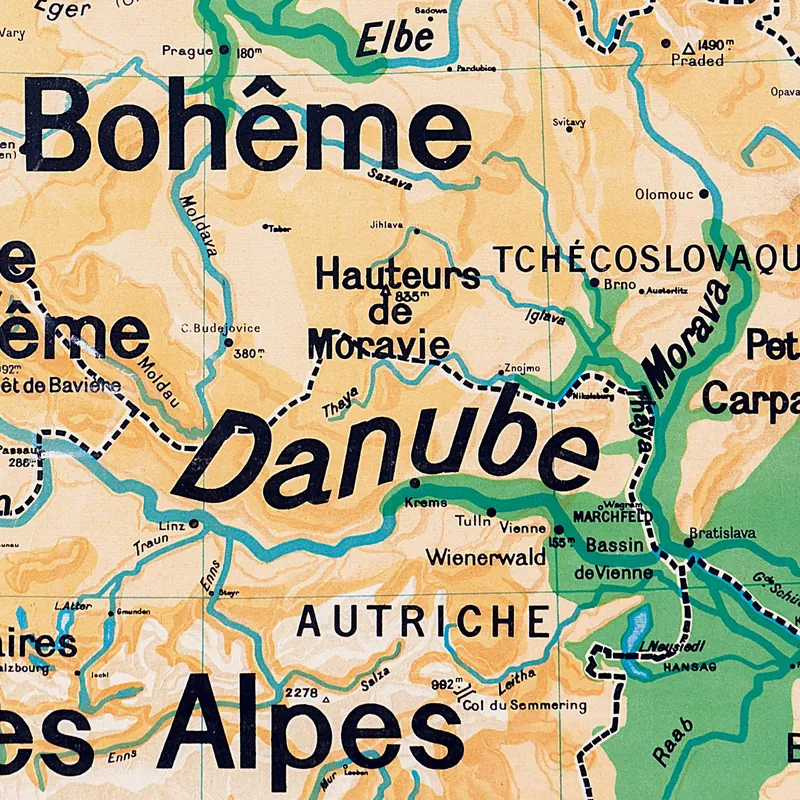 Détail de la carte Vidal-Lablache n° 27, Allemagne, Pologne, Autriche, physique