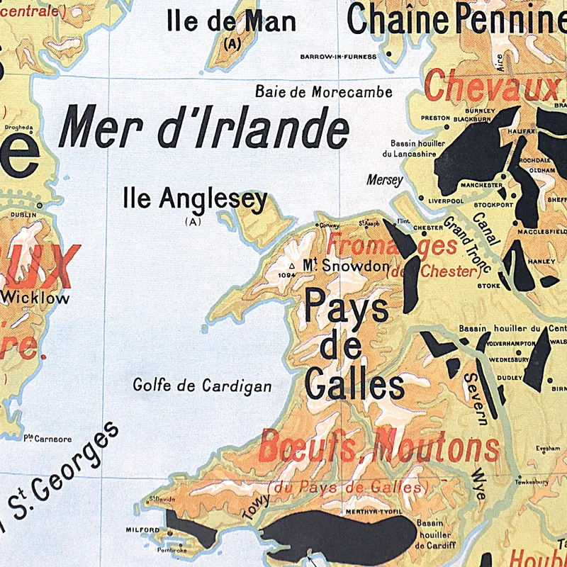 Détail de la carte Vidal-Lablache n° 28, Îles Britanniques, physique et agricole (2)