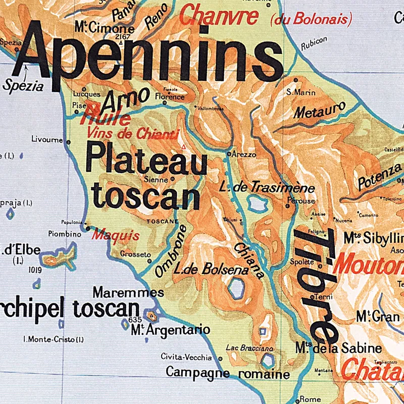Détail de la carte Vidal-Lablache n° 30, Italie, physique et agricole
