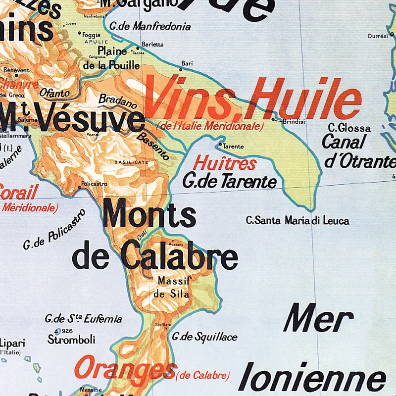Détail de la carte Vidal-Lablache n° 30, Italie, physique et agricole (2)