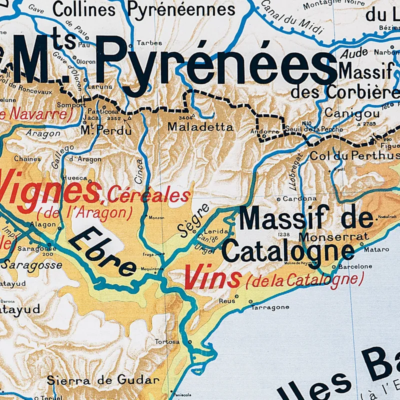 Détail de la carte Vidal-Lablache n° 31, Espagne et Portugal, physique et agricole