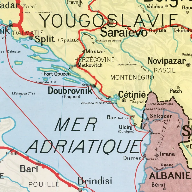 Détail de la carte Vidal-Lablache n° 33 bis, États balkaniques, politique