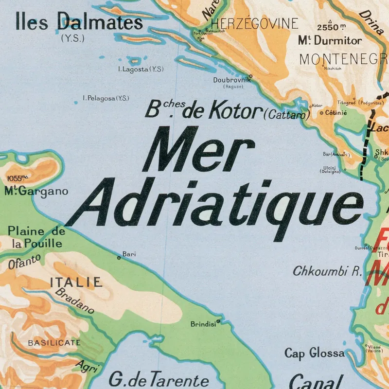 Détail de la carte Vidal-Lablache n° 33, États balkaniques, physique