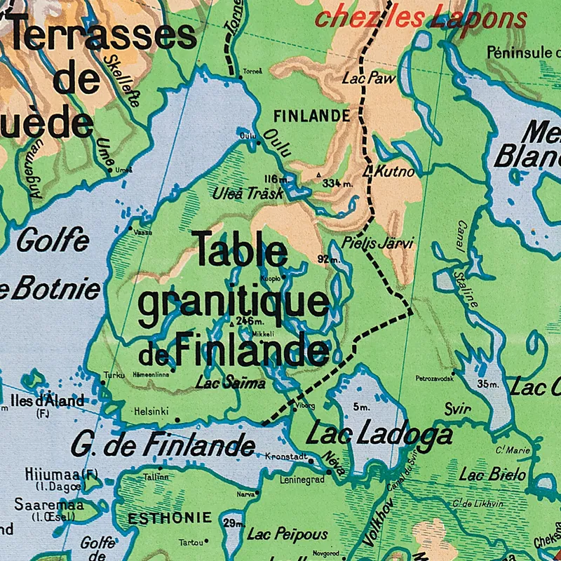 Détail de la carte Vidal-Lablache n° 34, URSS et Finlande, physique et agricole