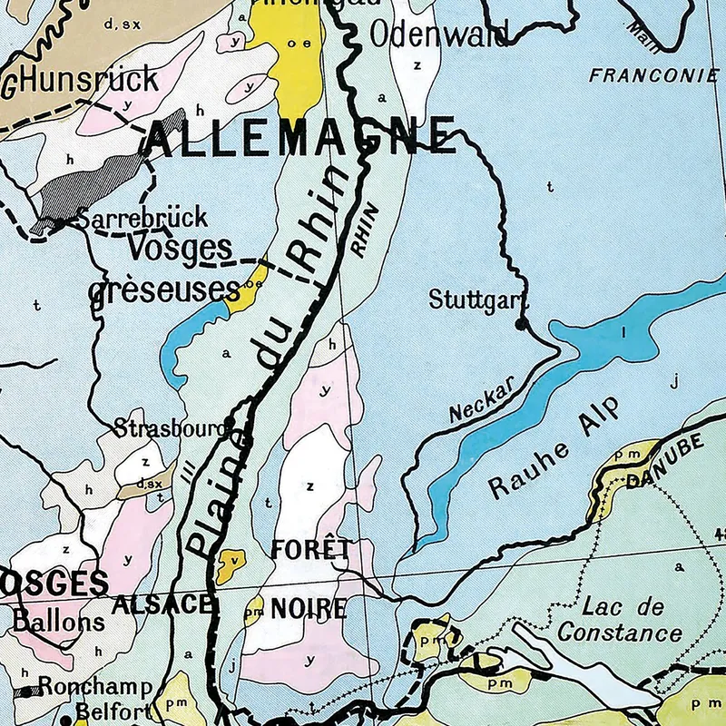 Détail de la carte Vidal-Lablache n° 39, France, géologie