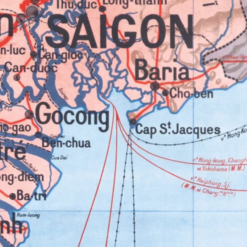 Détail de la carte Vidal-Lablache n° 40 bis, Cochinchine, politique