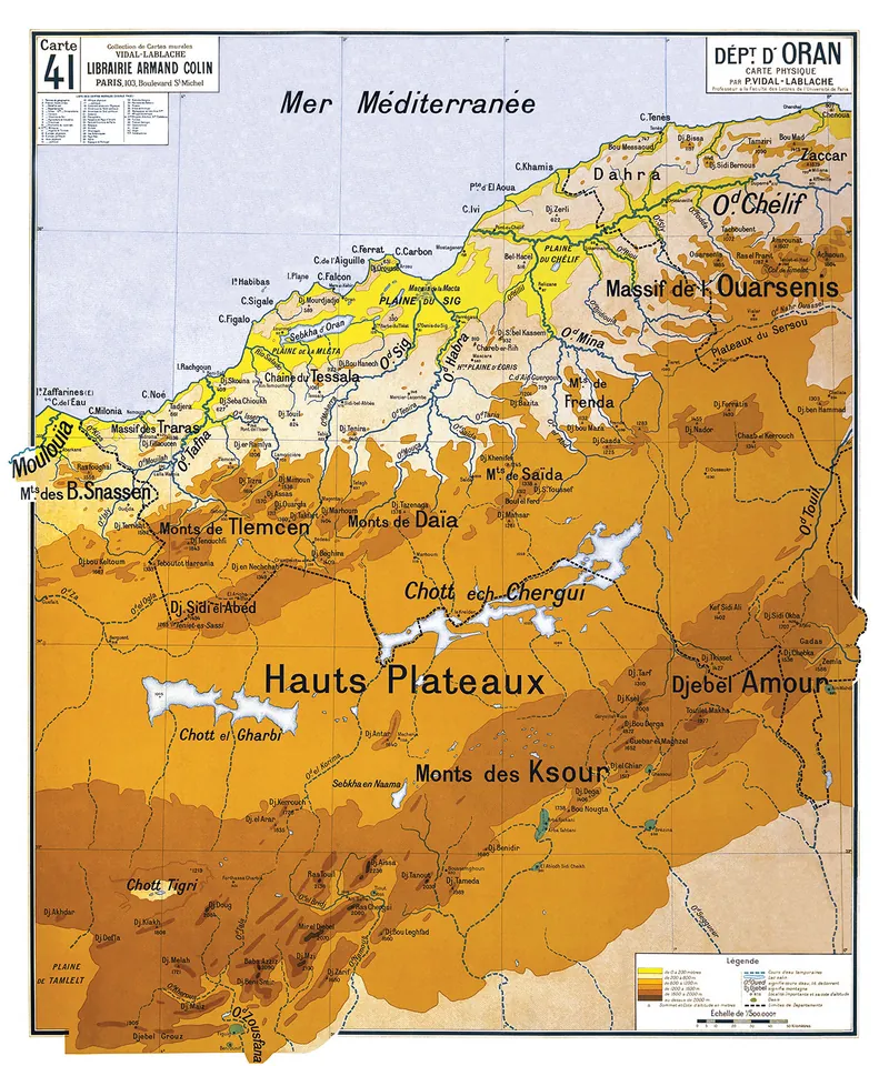 Carte Vidal-Lablache n° 41, Département d’Oran : reproduction de l’ancienne carte murale d’école