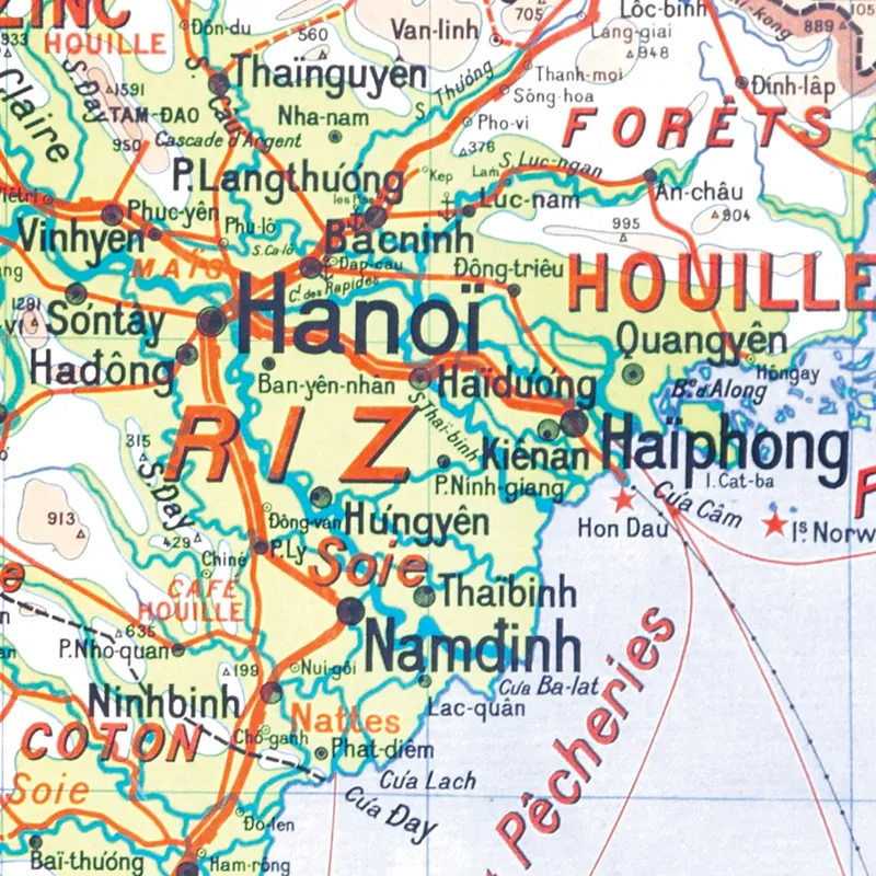 Détail de la carte Vidal-Lablache n° 45 bis, Indochine du Nord