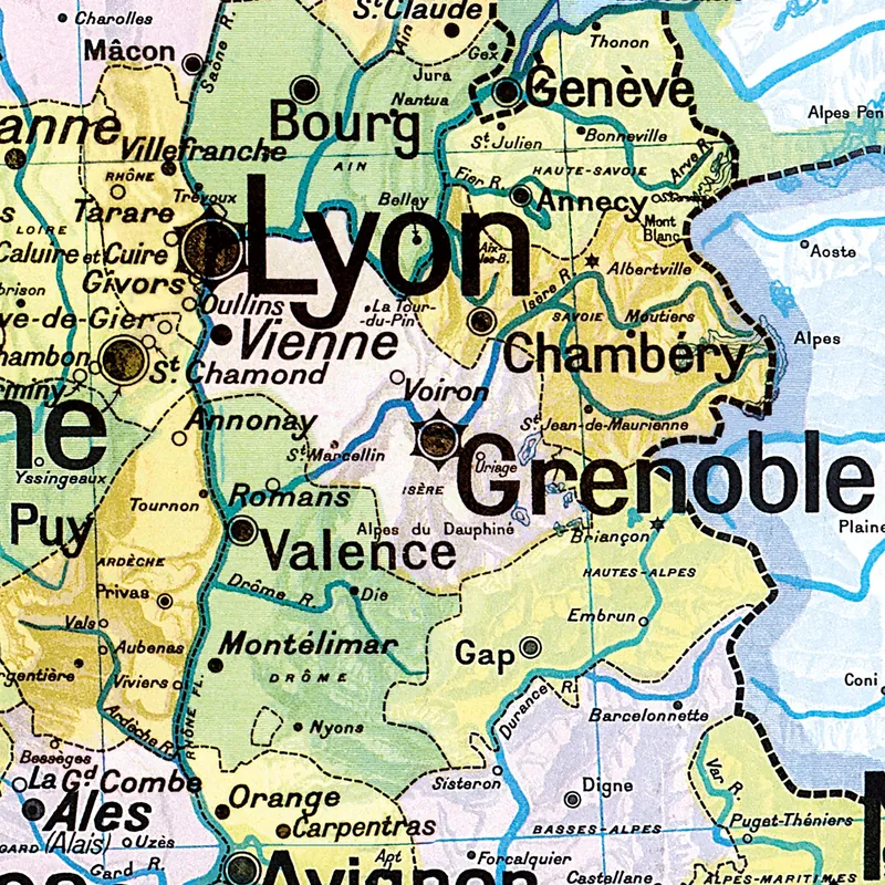 Détail de la carte Vidal-Lablache n° 5, France, villes (2)