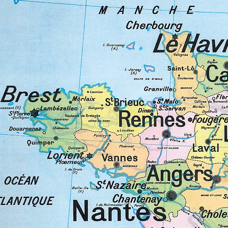 Détail de la carte Vidal-Lablache n° 5, France, villes (3)