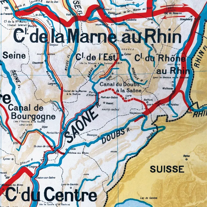 Détail de la carte Vidal-Lablache n° 6, France, canaux (2)