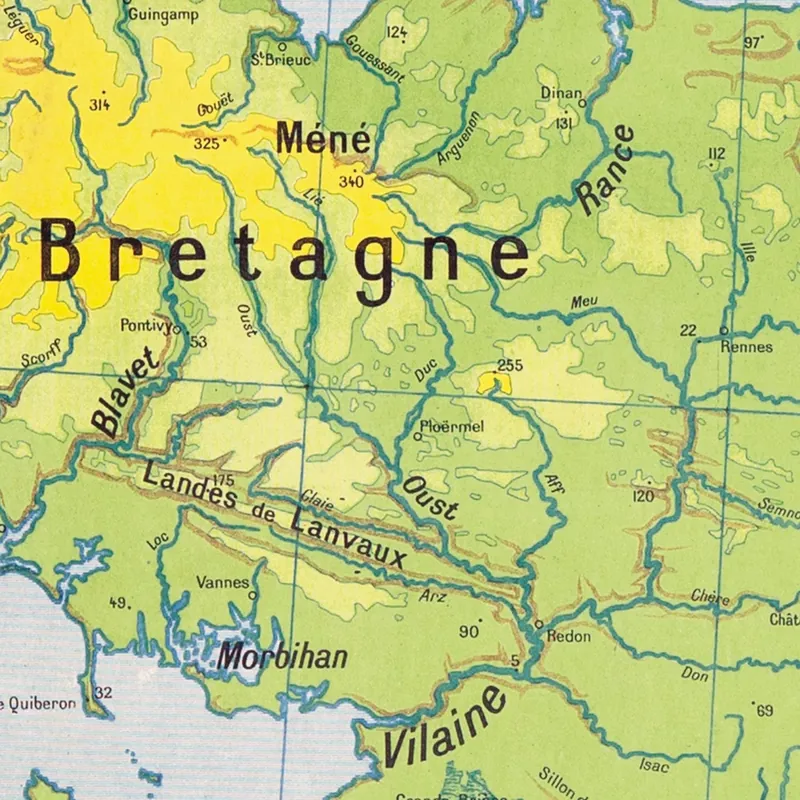 Détail de la carte Vidal-Lablache n° 60, France de l’Ouest, physique