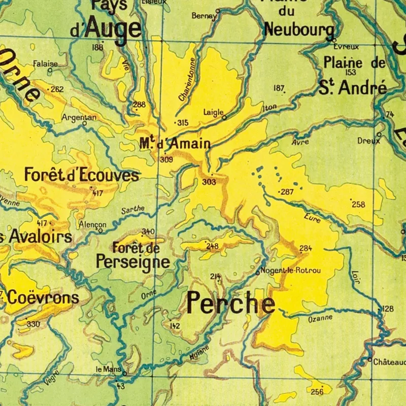 Détail de la carte Vidal-Lablache n° 60, France de l’Ouest, physique (2)