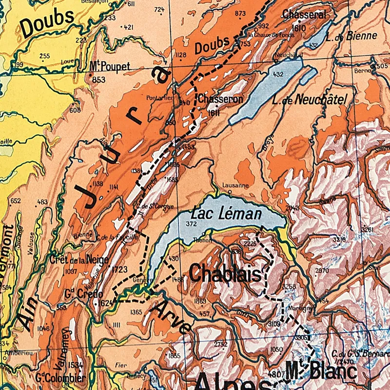 Détail de la carte Vidal-Lablache n° 62, France de l’Est, physique (2)