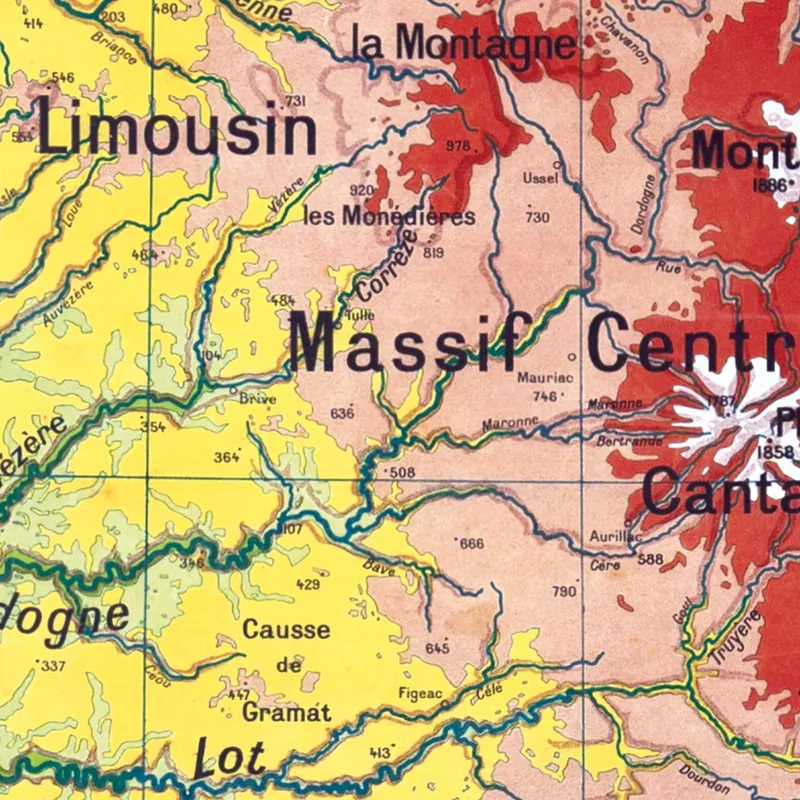 Détail de la carte Vidal-Lablache n° 63, Bassin d’Aquitaine, physique